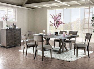 Doggett Rustic Wood Grey 7-Piece Expandable Dining Table Set with Padded Chairs by Carbon Loft