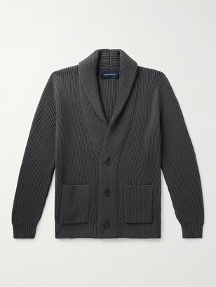 Thom Sweeney Shawl-Collar Ribbed Merino Wool Cardigan