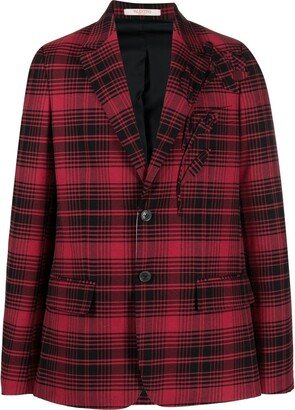 Checked Single-Breasted Blazer-AH