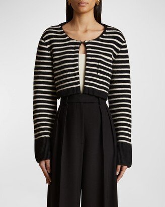 Calix Stripe Crop Cashmere Cardigan