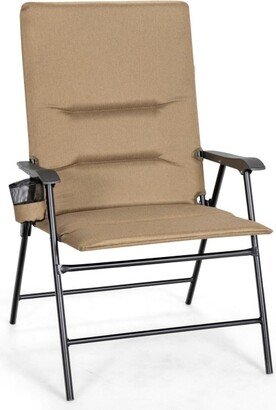 Patio Folding Padded Chair with High Backrest and Cup Holder - 26''