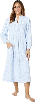 Lanz of Salzburg Classic 50 Open Neck Gown (Blue Print) Women's Pajama