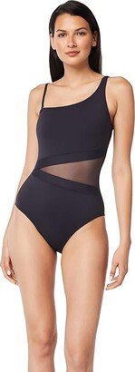 Don't Mesh with Me One Shoulder Mio One-Piece (Black) Women's Swimsuits One Piece