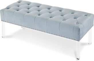 New Classic Furniture Vivian Velvet Bench with Crystal Buttons-AA