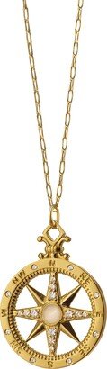 18K Gold Diamond Compass Charm Necklace