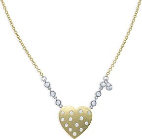 14K Yellow Gold & Diamond Heart Necklace