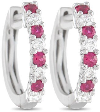 Diamond Select Cuts 14K 0.40 Ct. Tw. Diamond & Ruby Hoops