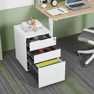 Calnod Metal Removable Filing Cabinet with 3 Drawers, Suitable for Legal/Letter/A4/F4 Sizes
