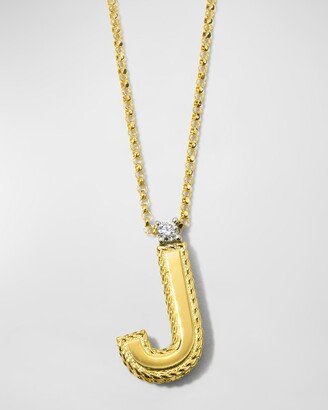 Princess 18K Yellow Gold Diamond Initial Necklace, J