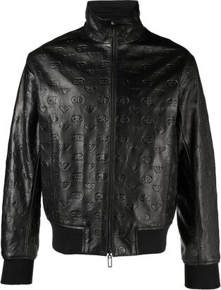 Embossed-Monogram Bomber Jacket