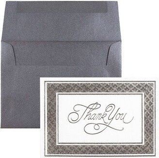 JAM Paper & Envelope JAM Paper Thank You Card Sets Silver Border Cards w/Anthracite Envelopes 526M1122MB