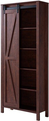 Jessica Farmhouse 5-Shelf Sliding Door Bookcase