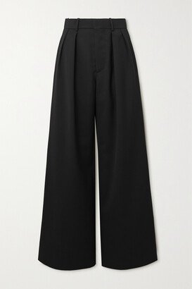 Pleated Grain De Poudre Wool Low-rise Pants - Black