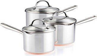 Dunelm Copper Base 3 Piece Pan Set Silver