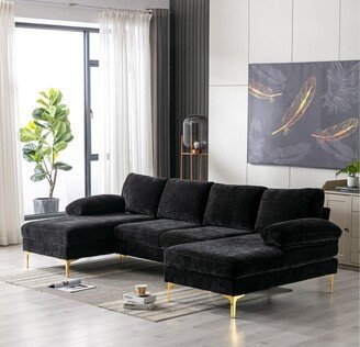 RASOO Pillow Top Arm Sectional Sofa with Chaise Lounge