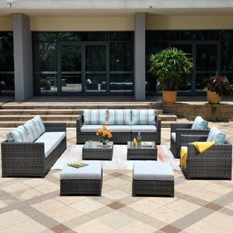 OVIOS Patio Furniture Deep Seat Wicker 12-piece Set with Cushions