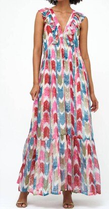 Oliphant V-Neck Maxi Dress In Teal Merritt