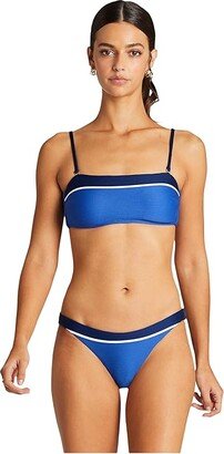 Luciana Full Coverage Bottom (Blue Bar Stripe Rib) Women's Swimwear