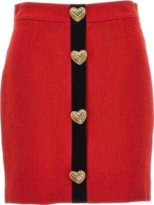 Heart Buttons Stretch Mini Skirt