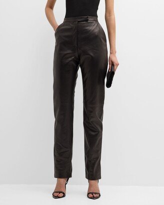 Salon 1884 Gila Leather Straight-Leg Pants