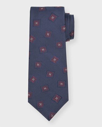 Men's Medallion Jacquard Silk Tie-AH