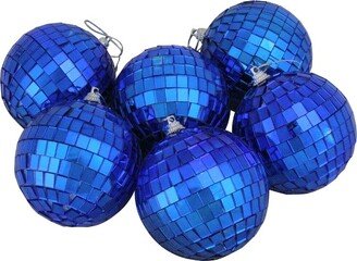 Northlight 6ct Mirrored Glass Disco Ball Christmas Ornament Set 3.25 - Blue