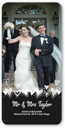 Wedding Announcements: Fun Hearts Wedding Announcement, Black, Standard Smooth Cardstock, Rounded