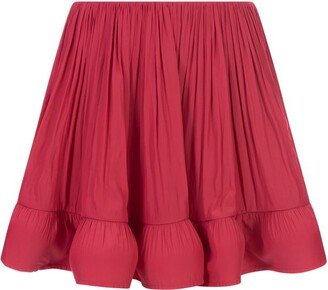 High-Waist Ruffled Flared Mini Skirt