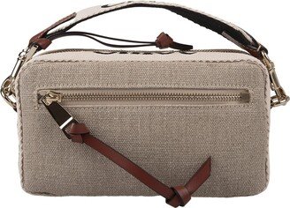 Woody Waist Bag In Natural Linen And Brown Leather