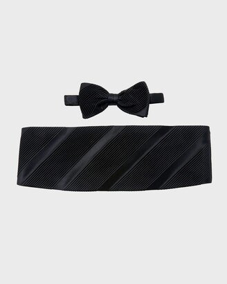 Diagonally-Pleated Cummerbund Bow Tie Set