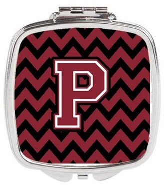 CJ1052-PSCM Letter P Chevron Garnet & Black Compact Mirror