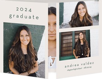 Graduation Announcements: Clean Minimalist Graduation Announcement, Grey, Gate Fold, Matte, Folded Smooth Cardstock, Square