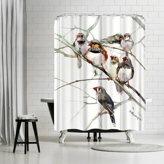 71 x 74 Shower Curtain, Zebrafinches by Suren Nersisyan