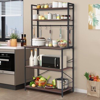 UNHO Tall Kitchen Bakers Rack Utility Storage Shelf Microwave Oven Stand - 33.3x15.7x65 inch