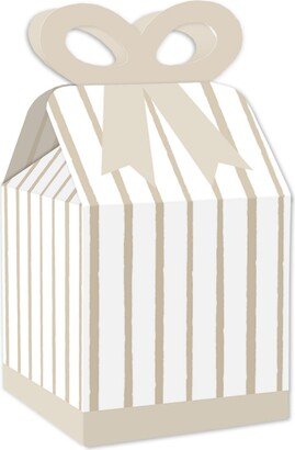 Big Dot Of Happiness Tan Stripes - Square Favor Gift Boxes - Simple Party Bow Boxes - Set of 12 - Beige/Khaki