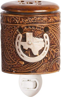 Home Fragrance Texas Leather Embossed Plug in Accent Wax Warmer with 15 Watt Light Bulb for Home and Living Room