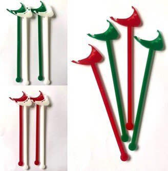 Set Of 6 Nantucket Christmas Drink Stirrers, Swizzle Sticks | Any Color Combo Or Single Tall & Rocks Glass