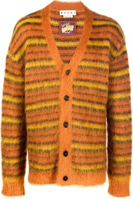 striped V-neck cardigan-AB