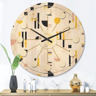 Designart 'Retro Geometric Design IX' Mid-Century Modern Wood Wall Clock