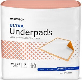 McKesson Ultra Underpads, Heavy Absorbency, 36 in x 36 in, 5 Count