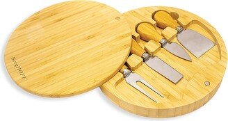 6-Piece Bamboo Round Covered Cheese Board Set