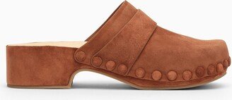 Brown suede Joy clogs