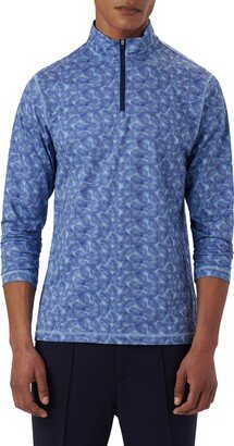 OoohCotton® Frond Print Stretch Cotton Quarter Zip Pullover