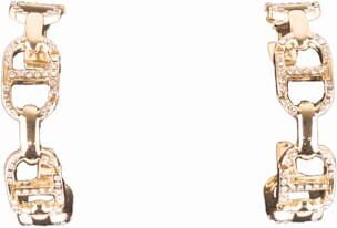 Earrings With Logo Chain And Rhinestones