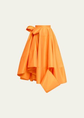 Polyfaille Circle Midi Skirt with Side Bow Detail-AA