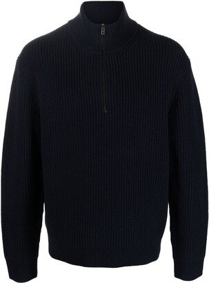 Ribbed Knit Half Zip Jumper