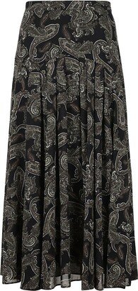 All-Over Paisley-Printed Midi Skirt