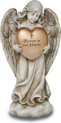 Curata Studio Forever in Our Hearts Memorial Angel with Heart Stone Resin Garden Statue