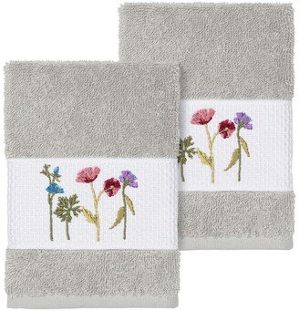 Serenity Embellished Washcloth - Set of 2 - Light Grey