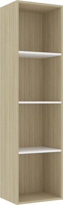 Book Cabinet White and Sonoma Oak 15.7x11.8x59.6 Chipboard